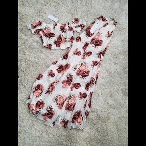 NWT High waist floral skirt with matching crop top
